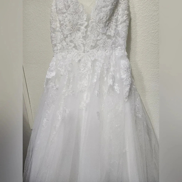 Lulus Height of Love White Embroidered Beaded Backless A-Line Gown Wedding - Picture 9 of 14